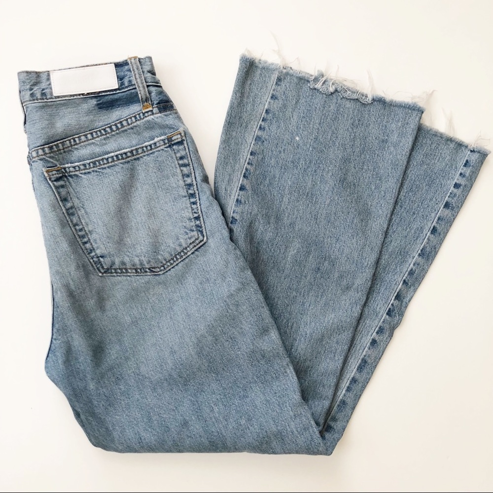 Re/done Originals High Rise Ankle Crop Flare Jeans - Picture 7 of 7